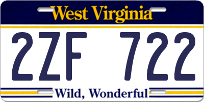 WV license plate 2ZF722