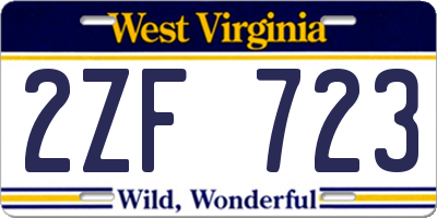 WV license plate 2ZF723