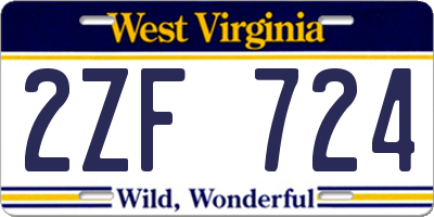 WV license plate 2ZF724