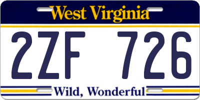 WV license plate 2ZF726