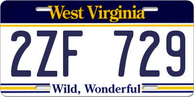 WV license plate 2ZF729