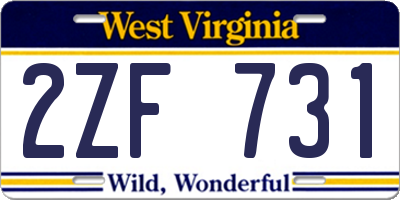 WV license plate 2ZF731