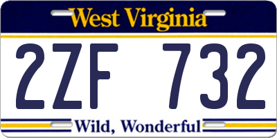 WV license plate 2ZF732