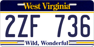 WV license plate 2ZF736