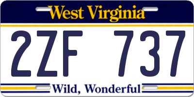 WV license plate 2ZF737