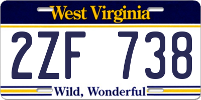 WV license plate 2ZF738