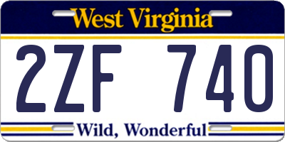WV license plate 2ZF740