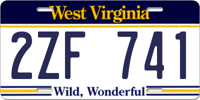 WV license plate 2ZF741