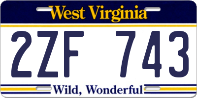 WV license plate 2ZF743