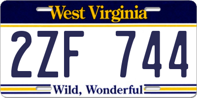WV license plate 2ZF744