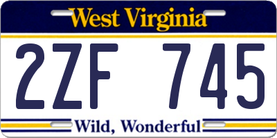 WV license plate 2ZF745