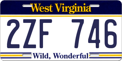 WV license plate 2ZF746