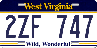 WV license plate 2ZF747