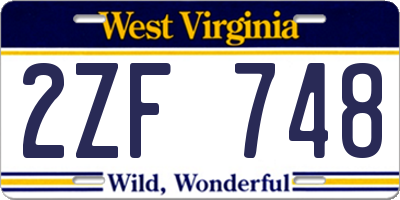 WV license plate 2ZF748