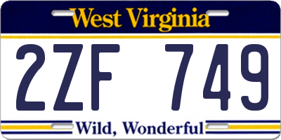 WV license plate 2ZF749