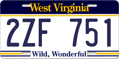 WV license plate 2ZF751