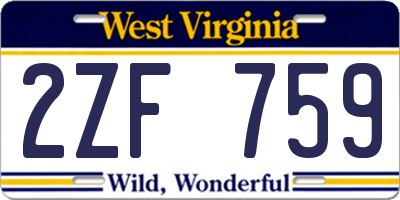WV license plate 2ZF759