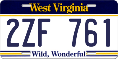 WV license plate 2ZF761
