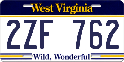 WV license plate 2ZF762