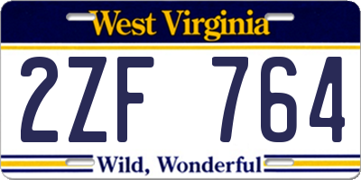 WV license plate 2ZF764