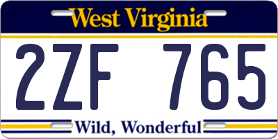 WV license plate 2ZF765