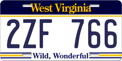 WV license plate 2ZF766
