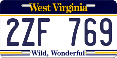 WV license plate 2ZF769
