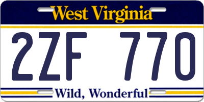 WV license plate 2ZF770