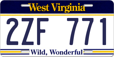 WV license plate 2ZF771