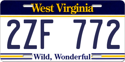WV license plate 2ZF772