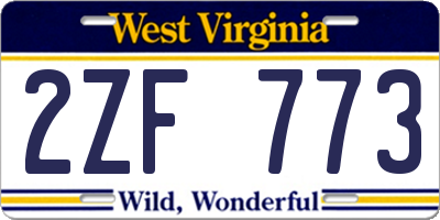 WV license plate 2ZF773