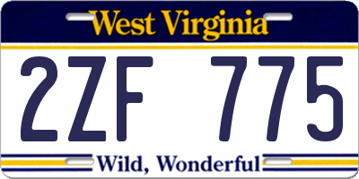 WV license plate 2ZF775