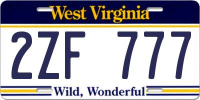 WV license plate 2ZF777