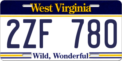 WV license plate 2ZF780