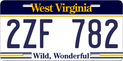 WV license plate 2ZF782