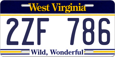 WV license plate 2ZF786