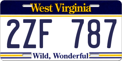 WV license plate 2ZF787