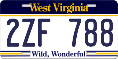 WV license plate 2ZF788