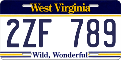WV license plate 2ZF789