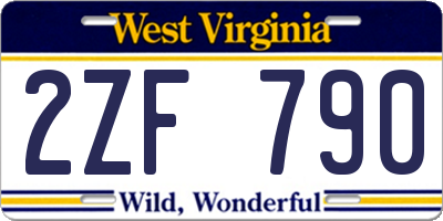 WV license plate 2ZF790