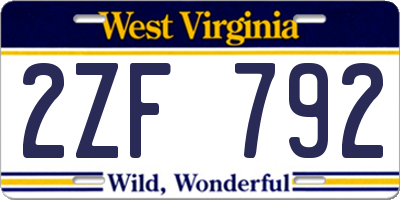 WV license plate 2ZF792