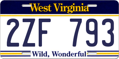WV license plate 2ZF793