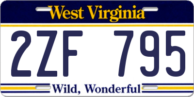 WV license plate 2ZF795
