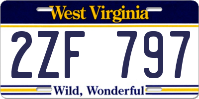 WV license plate 2ZF797