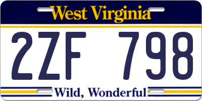 WV license plate 2ZF798