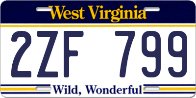 WV license plate 2ZF799