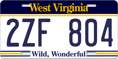WV license plate 2ZF804