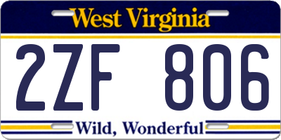 WV license plate 2ZF806