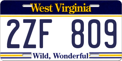 WV license plate 2ZF809