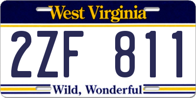 WV license plate 2ZF811
